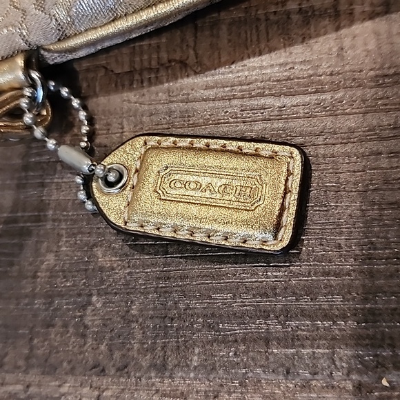 Small gold silver Coach wristlet - Picture 4 of 5
